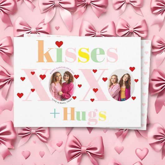 Kisses, love, hugs typography photo Galentines Day シーズンカード