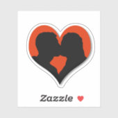 Kissing Couple Silhouette on Red Heart シール (シート)
