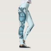 Kissing Fish Art Aqua Blue Leggings レギンス (右)