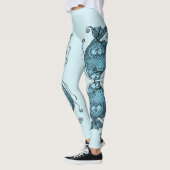 Kissing Fish Art Aqua Blue Leggings レギンス (左)