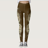 Kissing Fish Art Cocoa Sepia Leggings レギンス (正面)