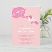 Kissing my 30s Goodbye Blush Pink 40th Birthday 招待状 (スタンド正面)