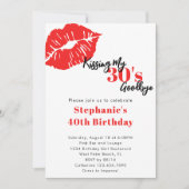 Kissing my 30s Goodbye Red & Black 40th Birthday 招待状 (正面)