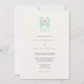 Kissing Seahorses Love Hearts Beach Summer Wedding 招待状 (正面)