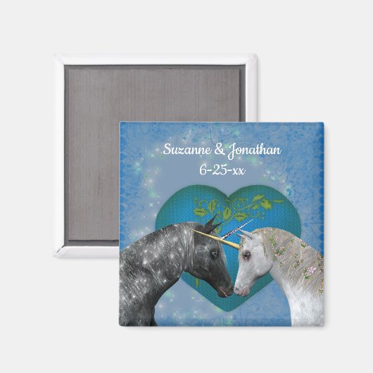 Kissing Unicorns Cute Personalized Wedding  マグネット (正面/裏面)