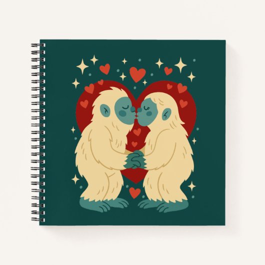 Kissing Yeti's Cryptid Valentine's Day Notebook ノートブック (正面)