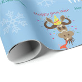 Kissmoose_メリー Happy Gnu Year pattern_blue ラッピングペーパー (ロールコーナー)