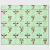 Kissmoose_メリー Happy Gnu Year pattern_green ラッピングペーパー (フラット)