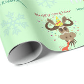 Kissmoose_メリー Happy Gnu Year pattern_green ラッピングペーパー (ロールコーナー)