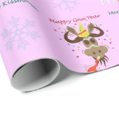 Kissmoose_メリー Happy Gnu Year pattern_pink ラッピングペーパー (ロールコーナー)