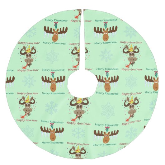 Kissmoose_Happy Gnu Year_メリークリスマス ブラッシュドポリエステルツリースカート (正面)