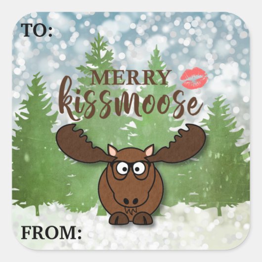 Kissmoseメリー編集可能TO/FROMギフトラベル スクエアシール (正面)