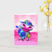 Kissy モー the Cow Note Card カード (黄色い花)