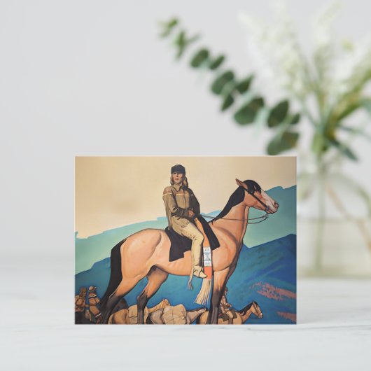 Kit Carson With Mountain Men by Maynard Dixon ポストカード (スタンド正面)