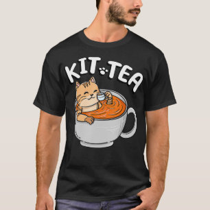 KIT TEA おもしろい Kitty Cat Kitten Tea Drinker Pet Par Tシャツ