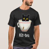 Kit Tea Cat , Cute Black Cat Kitty in Kittea Tシャツ (正面)