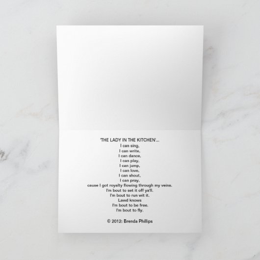 「KITCHEN女性」挨拶状 カード (内部)