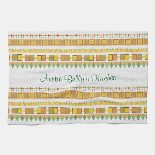 Kitchen活発なパターン伯母さんの キッチンタオル (横)