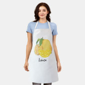 Kitchen apron with a fresh and refreshing lemon de エプロン (着用した状態)