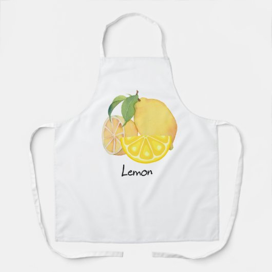 Kitchen apron with a fresh and refreshing lemon de エプロン (正面)
