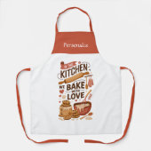 Kitchen Bake With Love Quote Personalized Gift エプロン (正面)