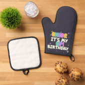 KITCHEN BIRTHDAY CHEER UP OVEN MITT AND POT HOLDER 鍋つかみ&鍋敷きセット (トップダウン)