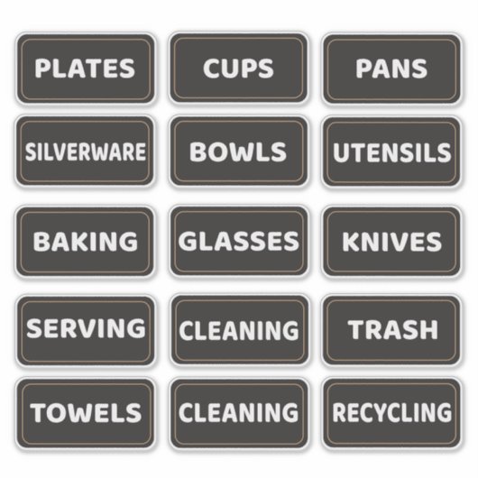Kitchen Cabinet and Drawer Labels Large Print シール (正面)