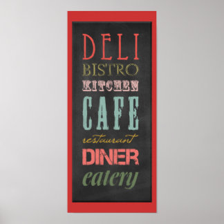 kitchen-chalkboard KITCHEN RESTAURANT DELI CAFE BI ポスター