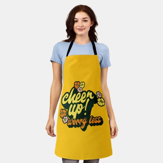 KITCHEN CHEER UP WORRY LESS APRON  エプロン (着用した状態)