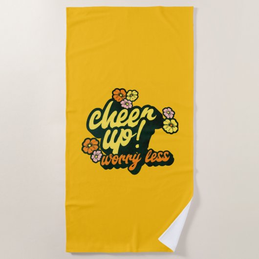 KITCHEN CHEER UP WORRY LESS BEACH TOWEL  ビーチタオル (正面)