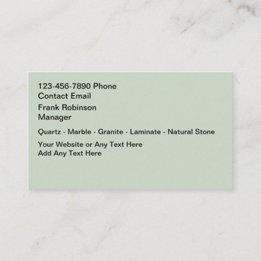 Kitchen Countertop Construction Business Cards 名刺 (裏面)