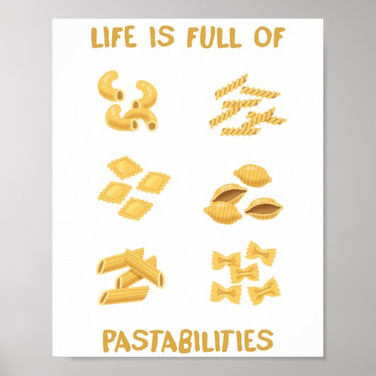 Kitchen Decor Funny Pasta Wall Art ポスター (正面)