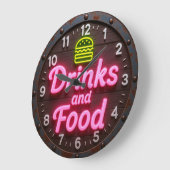  Kitchen decor home bar Drinks and food retro ラージ壁時計 (傾斜)