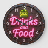  Kitchen decor home bar Drinks and food retro ラージ壁時計 (正面)