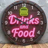  Kitchen decor home bar Drinks and food retro ラージ壁時計