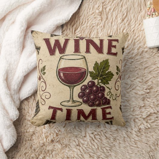 Kitchen Farmhouse Decor Wine Time クッション (ブランケット)