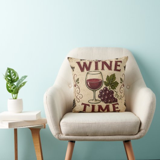 Kitchen Farmhouse Decor Wine Time クッション (椅子)