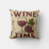 Kitchen Farmhouse Decor Wine Time クッション (正面)