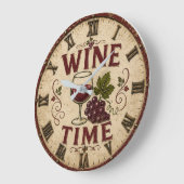 Kitchen Farmhouse Decor Wine Time ラージ壁時計 (傾斜)