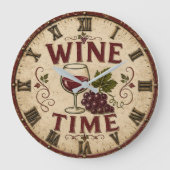 Kitchen Farmhouse Decor Wine Time ラージ壁時計 (正面)