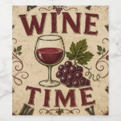 Kitchen Farmhouse Decor Wine Time ワインラベル (シングルラベル)