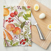 Kitchen Garden Harvest Watercolor Fruit & Veggie キッチンタオル (四つ折り)