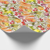 Kitchen Garden Harvest Watercolor Fruit & Veggie ラッピングペーパー (角)