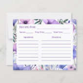 Kitchen Gift Elegant Purple Floral Recipe Card (正面)