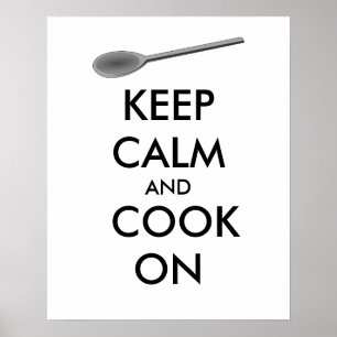 Kitchen Gifts Keep Calm and Cook On Spoon ポスター