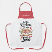 Kitchen Heartfelt Bake With Love Quote Personalize エプロン (正面)