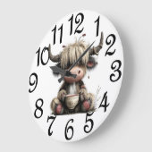 Kitchen Highland Cow ラージ壁時計 (傾斜)