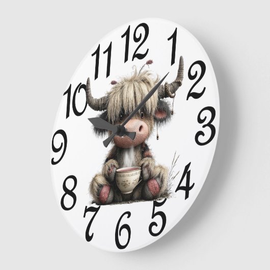 Kitchen Highland Cow ラージ壁時計 (傾斜)