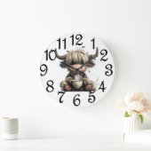 Kitchen Highland Cow ラージ壁時計 (ホーム)