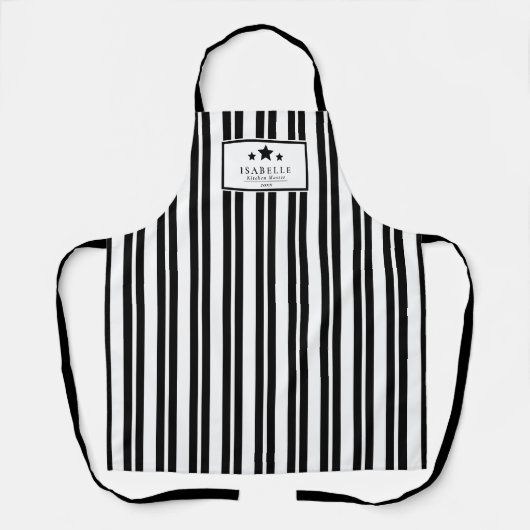 Kitchen Master Black and White Stripes Apron エプロン (正面)